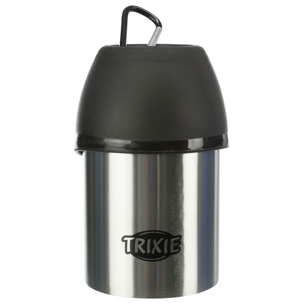 Bild 1 von Trixie Edelstahl-Flasche mit Trinknapf  / (Variante) Trixie Edelstahl-Flasche mit Trinknapf 300 ml