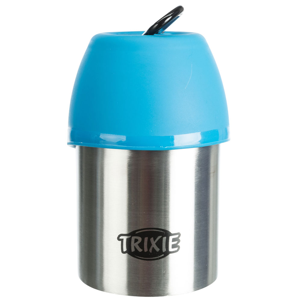 Bild 1 von Trixie Edelstahl-Flasche mit Trinknapf  / (Variante) Trixie Edelstahl-Flasche mit Trinknapf 300 ml