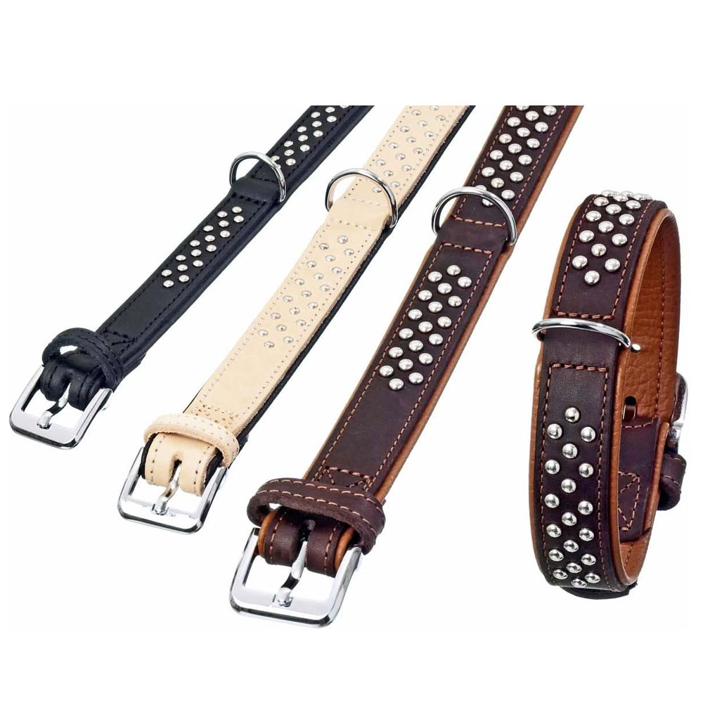 Bild 1 von Karlie Rondo Halsband unterlegt mit Rundkopfnieten - Natur  / (Variante) 22mm/37cm