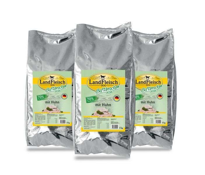Bild 1 von Landfleisch Softbrocken mit Huhn  / (Variante) Landfleisch Softbrocken mit Huhn 3 x 5 kg
