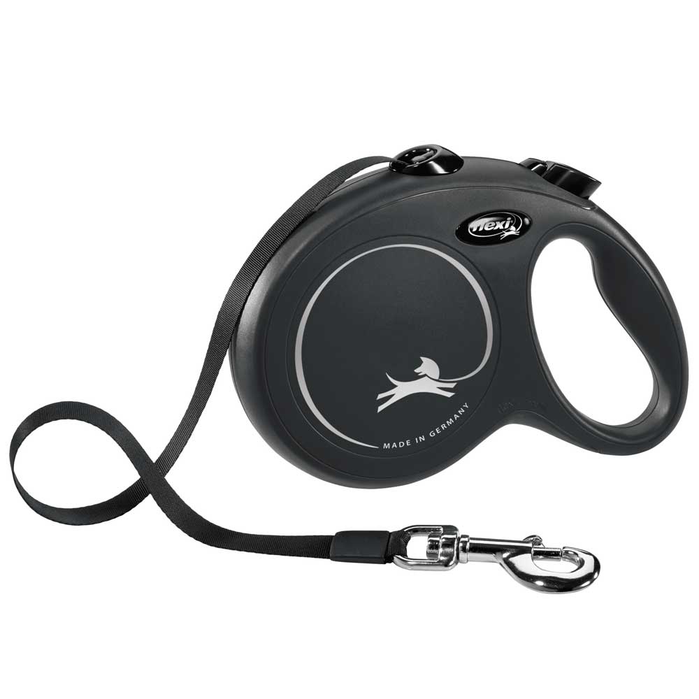 Bild 1 von FLEXI Rollleine New CLASSIC Gurt - 5m, bis 50kg  / (Variante) Schwarz