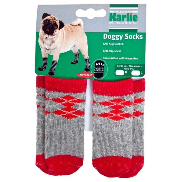Bild 1 von Karlie Doggy Socks Hundesocken 4er Set - Rot/Grau  / (Variante) XS